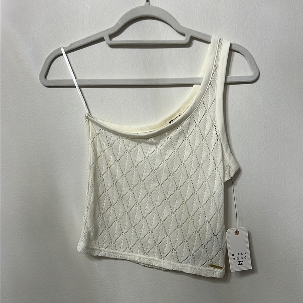 Billabong only you top Faded to white Lace crochet Women's Top one shoulder - Picture 2 of 8